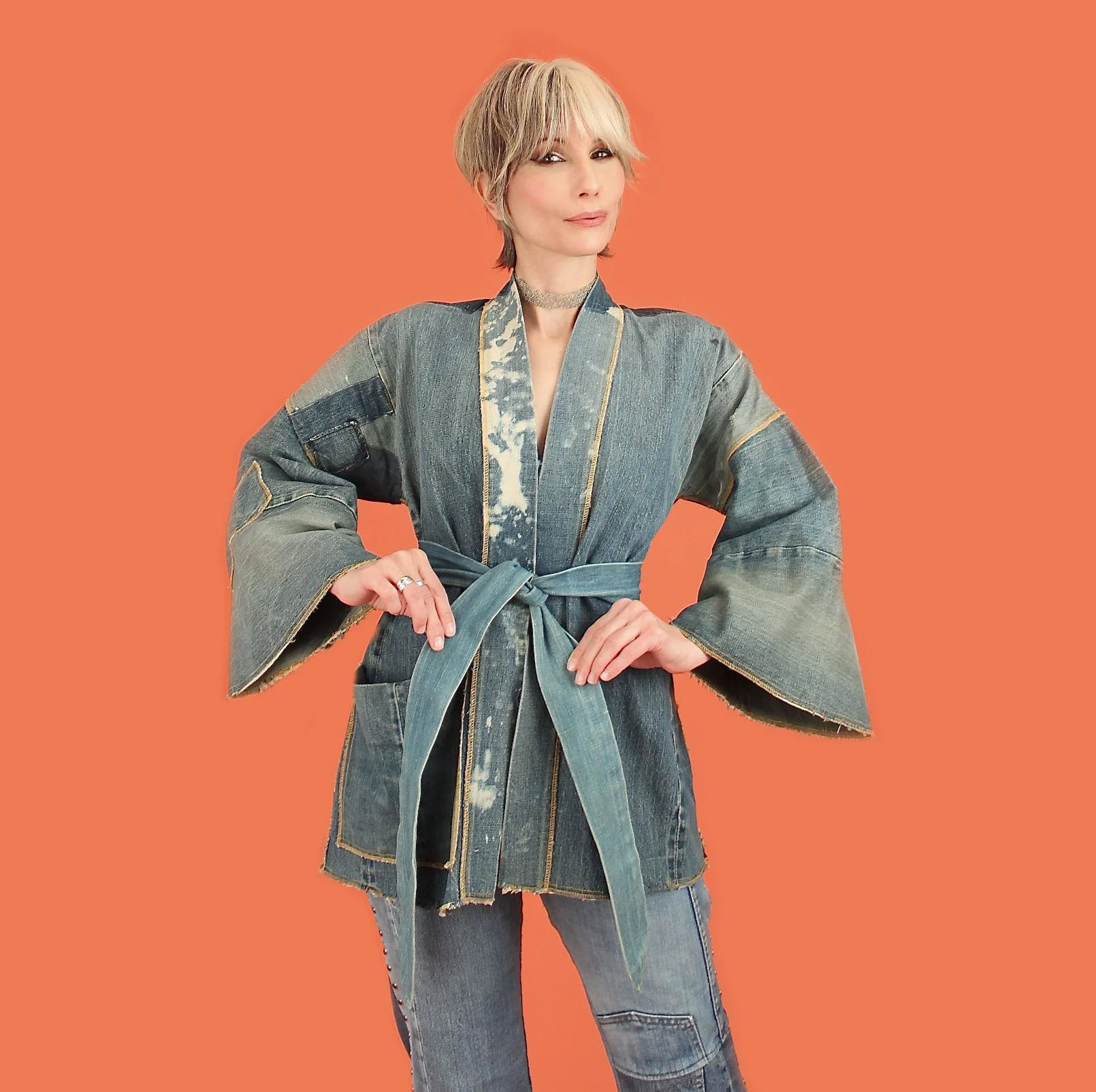 Vintage 60s 70s Selvedge Denim Wrap Jacket // Rare OOAK